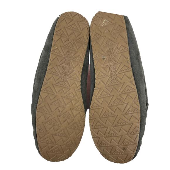 Minnetonka MINNETONKA Dark Gray Suede Sherpa Slippers 8 Comfortable Warm - Picture 7 of 10